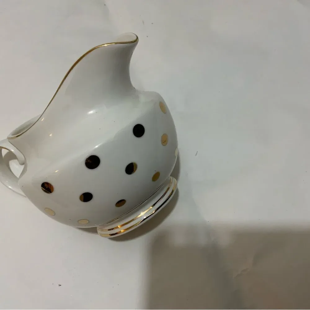 Grace s Teaware White with Large Gold Polka Dot creamer G15